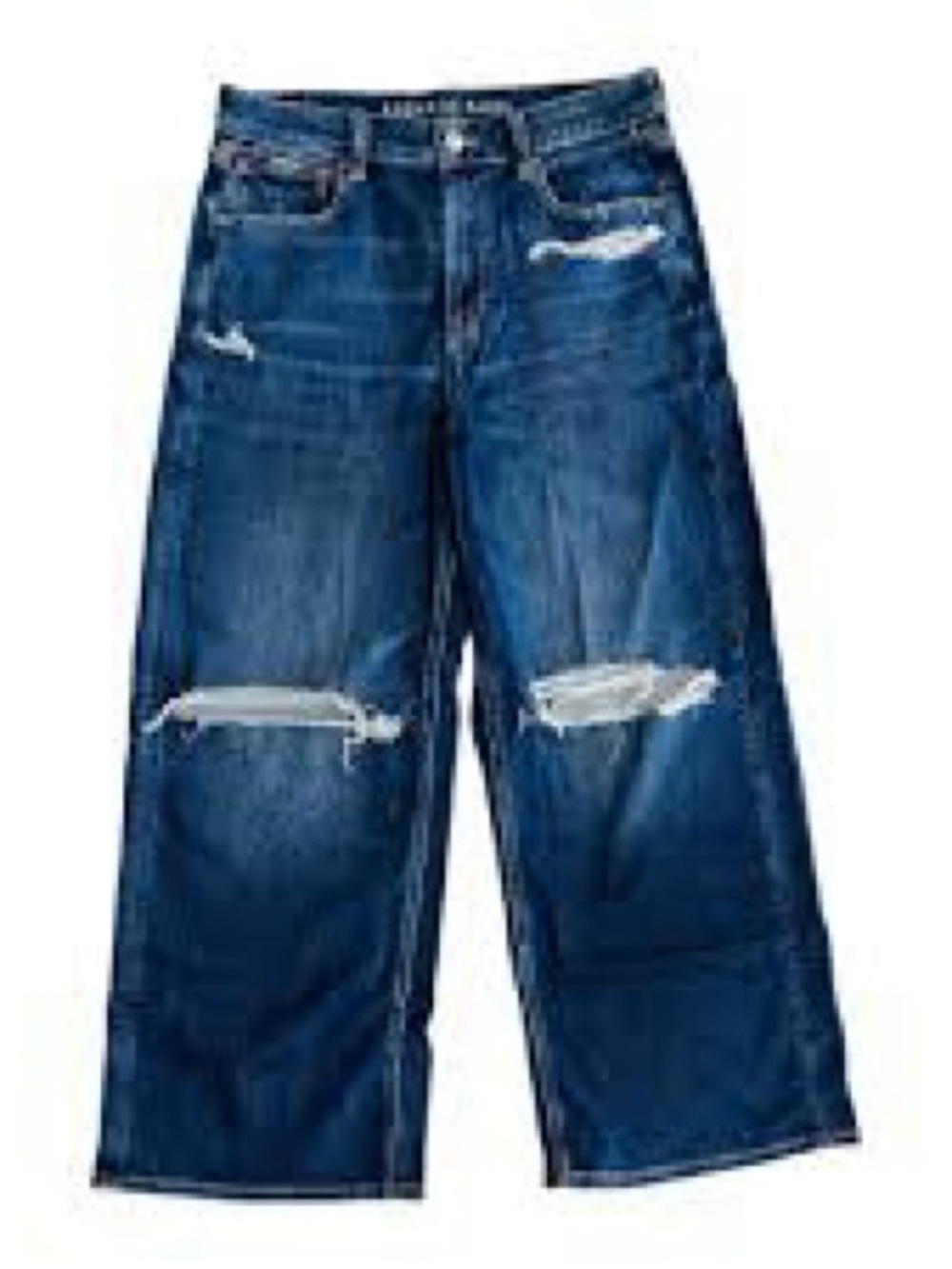 American Eagle Outfitters Dark Blue Distressed Wide Leg Jeans